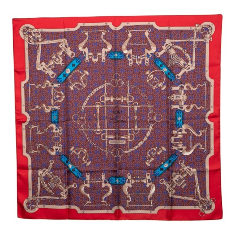 HERMES Authentic Black Silk Scarf